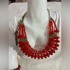 Elegant Red Beaded Necklace